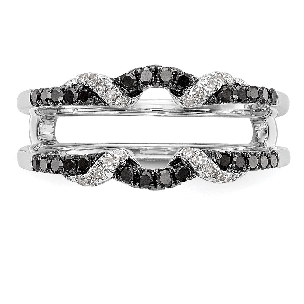 14K White Gold 1/3 carat Black and White Diamond Complete Ring Guard