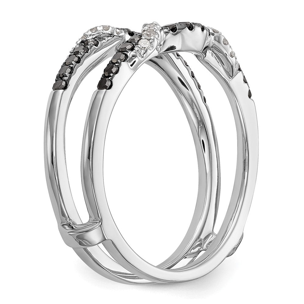 14K White Gold 1/3 carat Black and White Diamond Complete Ring Guard