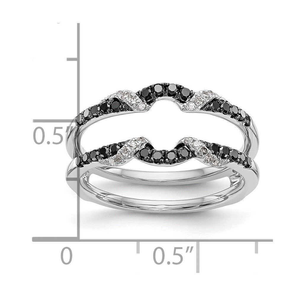 14K White Gold 1/3 carat Black and White Diamond Complete Ring Guard