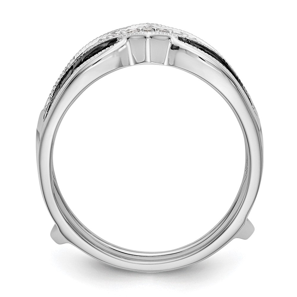 14K White Gold 3/4 carat Black and White Diamond Complete Ring Guard
