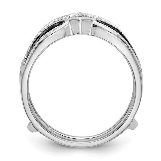 14K White Gold 3/4 carat Black and White Diamond Complete Ring Guard