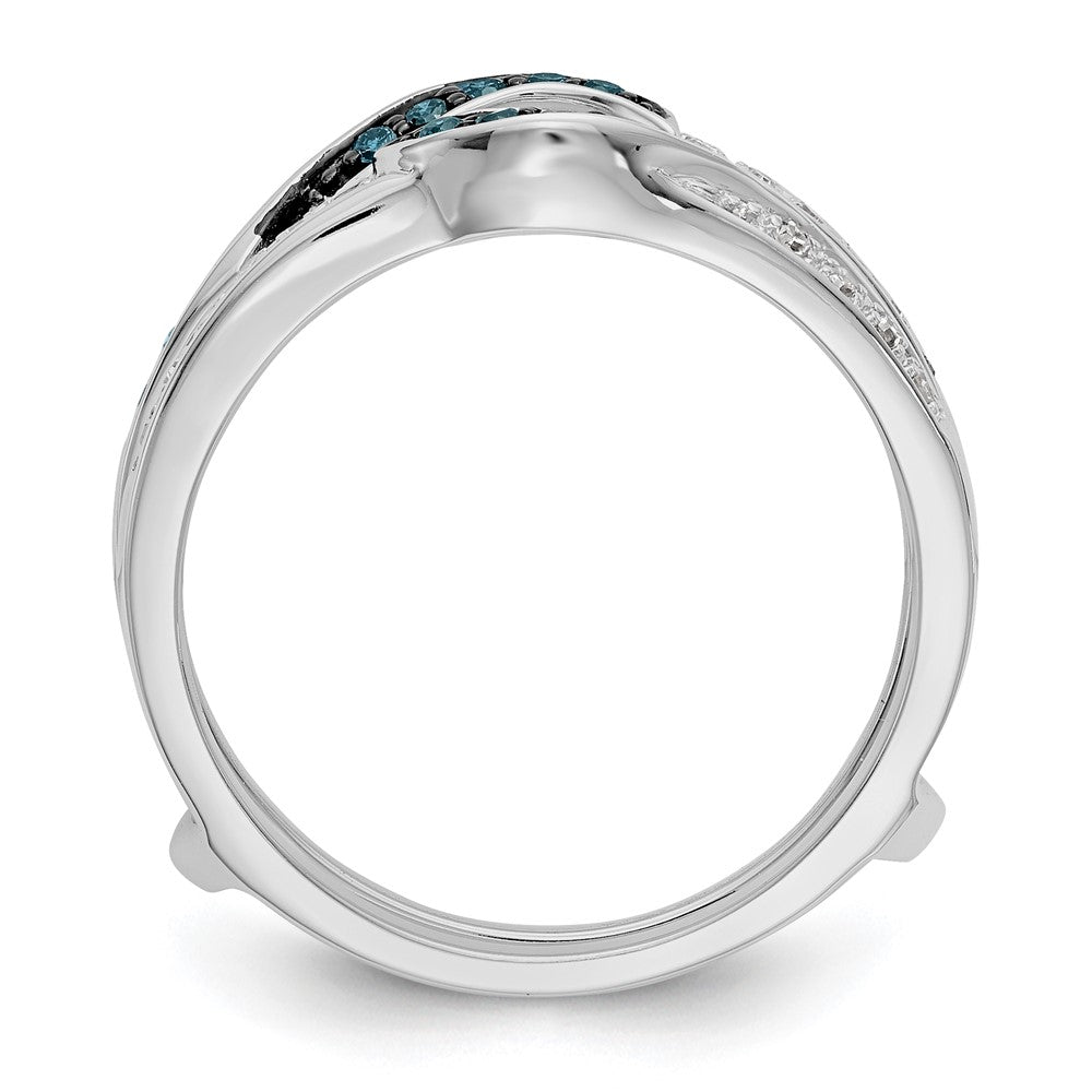 14K White Gold 1/5 carat Blue and White Diamond with Black Rhodium Complete Ring Guard
