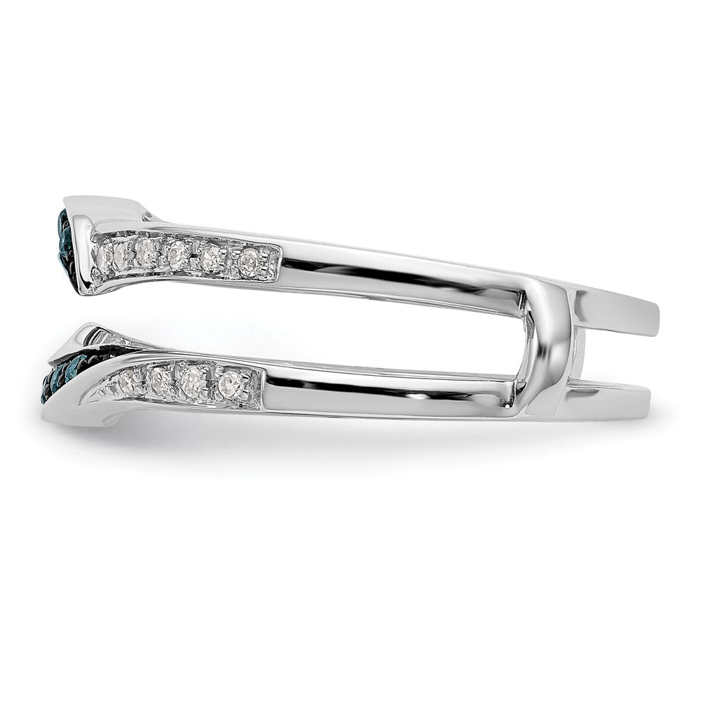 14K White Gold 1/5 carat Blue and White Diamond with Black Rhodium Complete Ring Guard