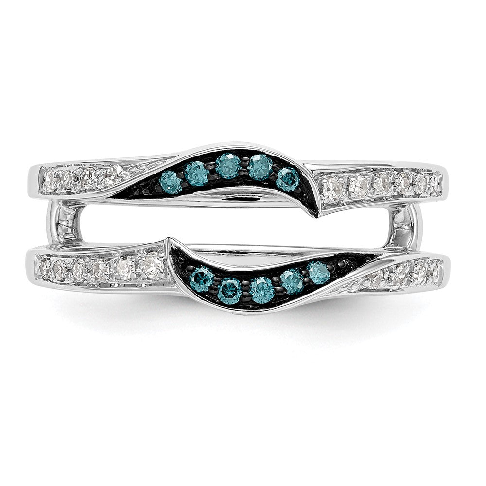 14K White Gold 1/5 carat Blue and White Diamond with Black Rhodium Complete Ring Guard