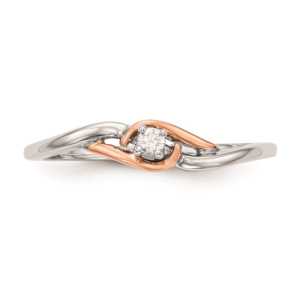 First Promise 14k White and Rose Gold 1/20 carat Round Diamond Complete Promise/Engagement Ring