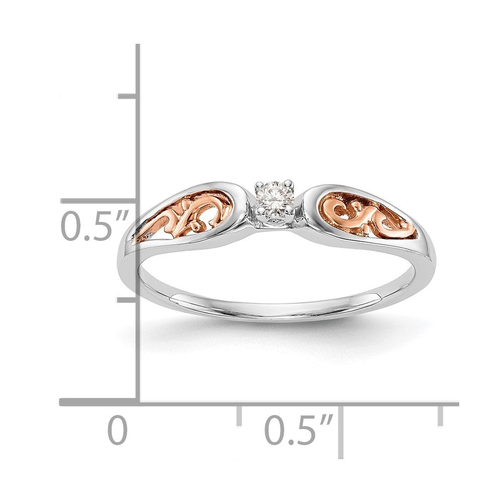 First Promise 14k White and Rose Gold Filigree 1/20 carat Round Diamond Complete Promise/Engagement Ring