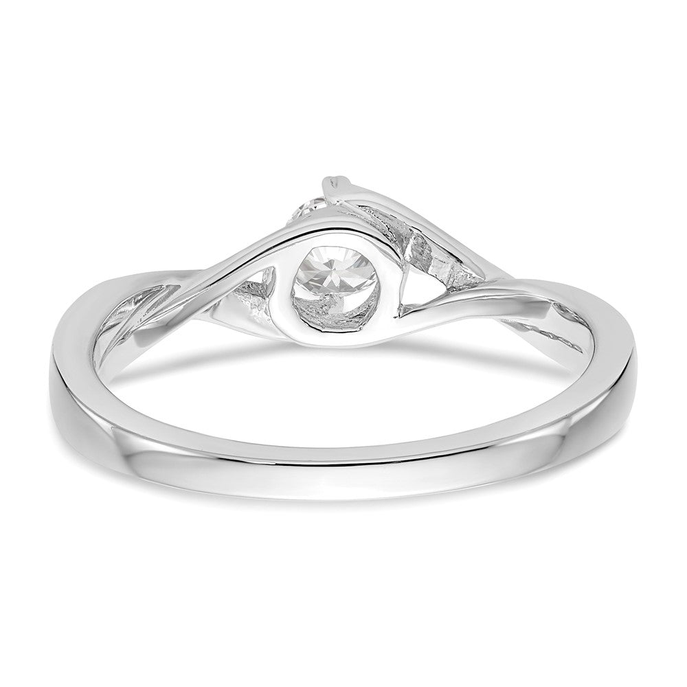 First Promise 14k White Gold Bypass (Holds 1/4 carat (4.1mm) Round Center) 1/20 carat Diamond Semi-Mount Promise/Engagement Ring