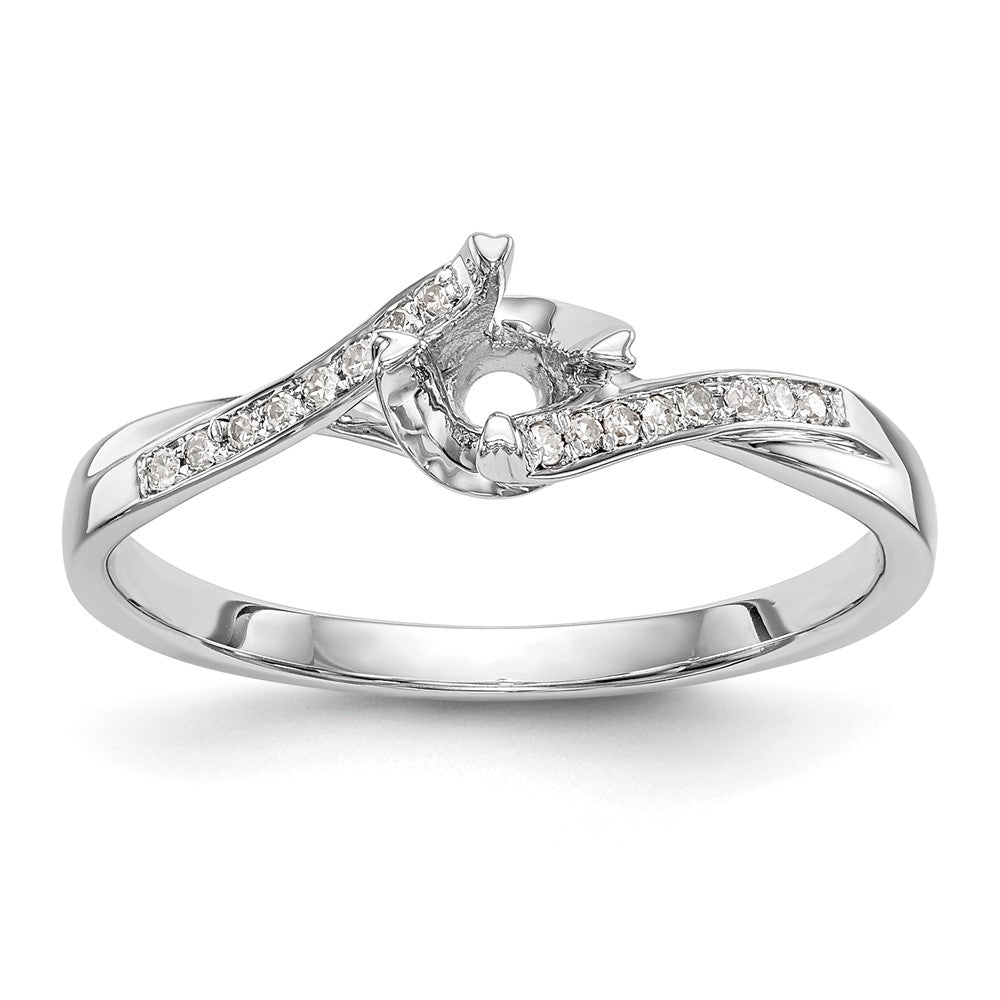 First Promise 14k White Gold Bypass (Holds 1/4 carat (4.1mm) Round Center) 1/20 carat Diamond Semi-Mount Promise/Engagement Ring