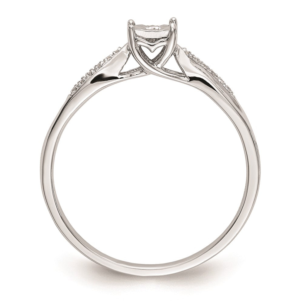 10K White Gold Square Illusion 1/20 carat Diamond Complete Engagement Ring
