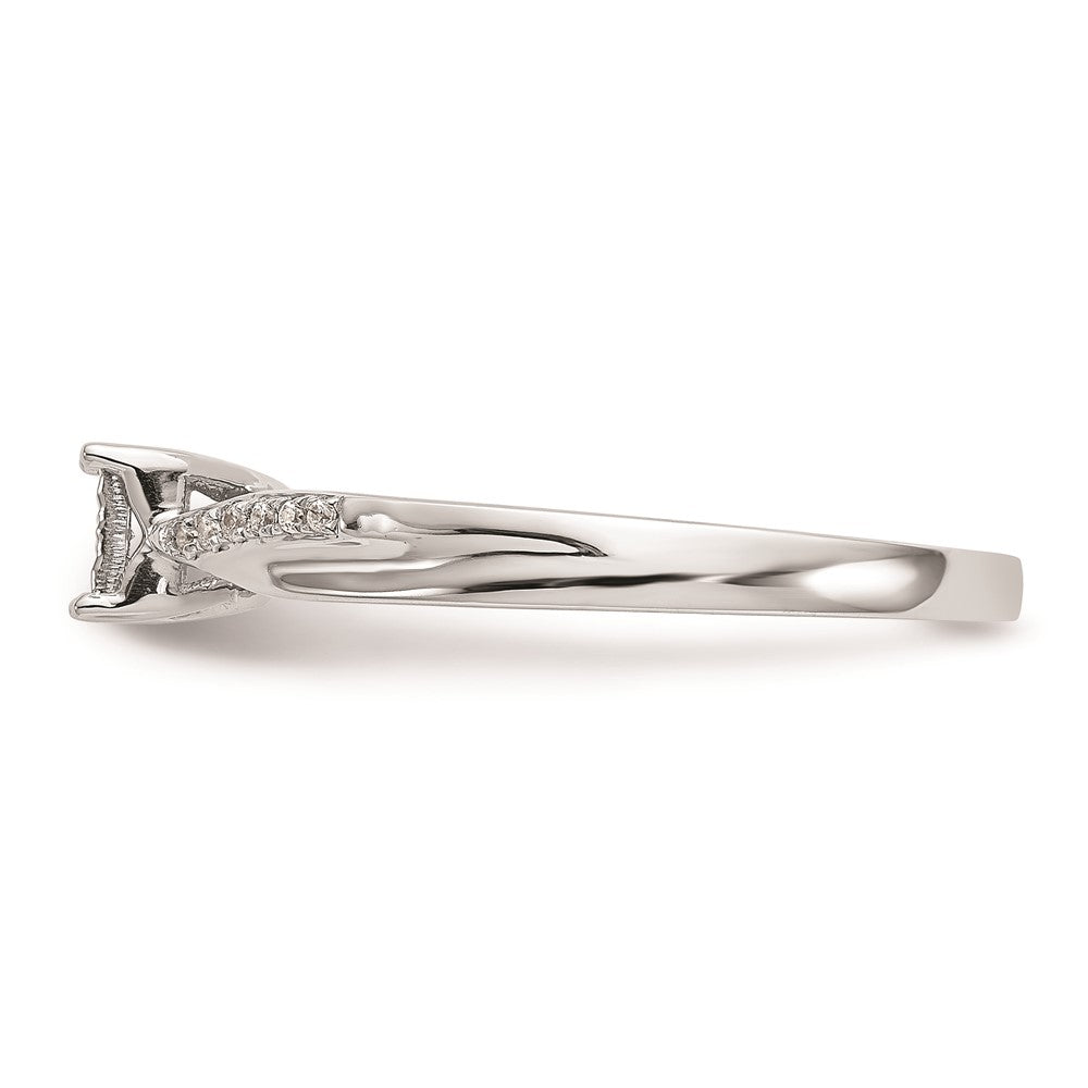 10K White Gold Square Illusion 1/20 carat Diamond Complete Engagement Ring