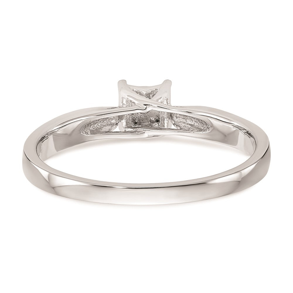 10K White Gold Square Illusion 1/20 carat Diamond Complete Engagement Ring