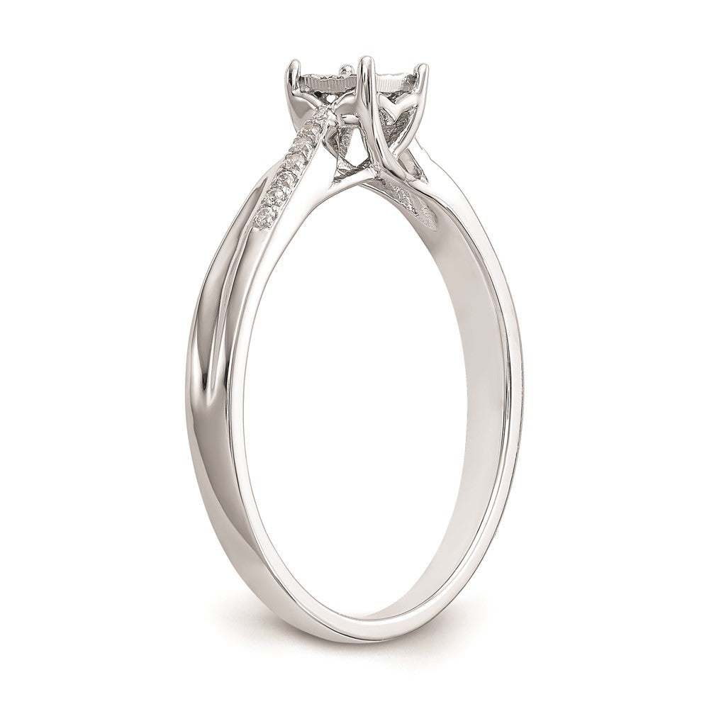 10K White Gold Square Illusion 1/20 carat Diamond Complete Engagement Ring
