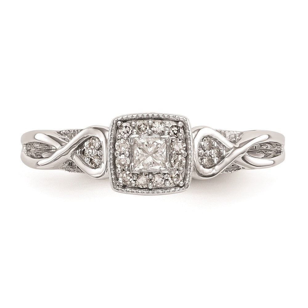 First Promise 14k White Gold Criss-Cross 1/5 carat Round Diamond Complete Promise/Engagement Ring