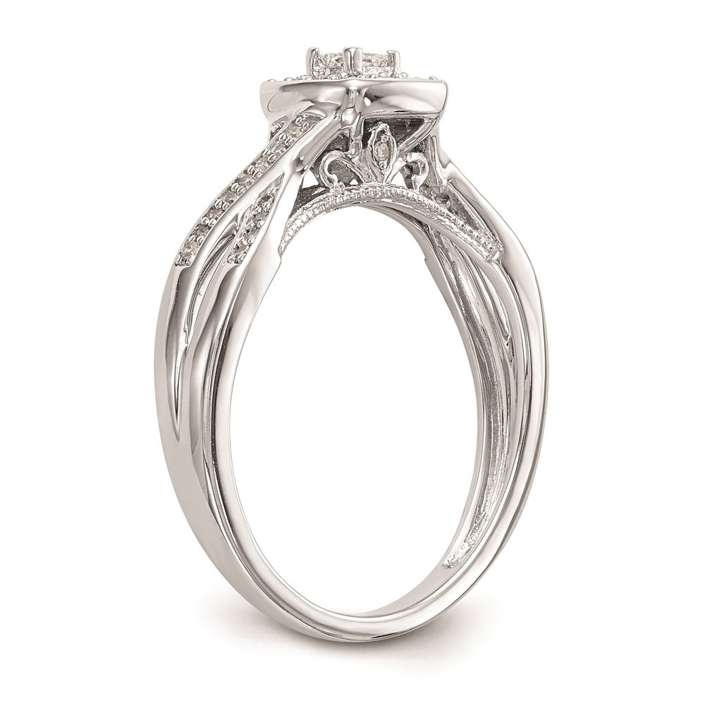 First Promise 14k White Gold Criss-Cross 1/3 carat Round Diamond Complete Promise/Engagement Ring