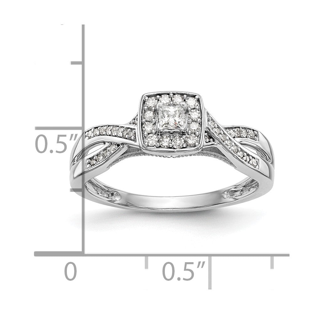 First Promise 14k White Gold Criss-Cross 1/3 carat Round Diamond Complete Promise/Engagement Ring
