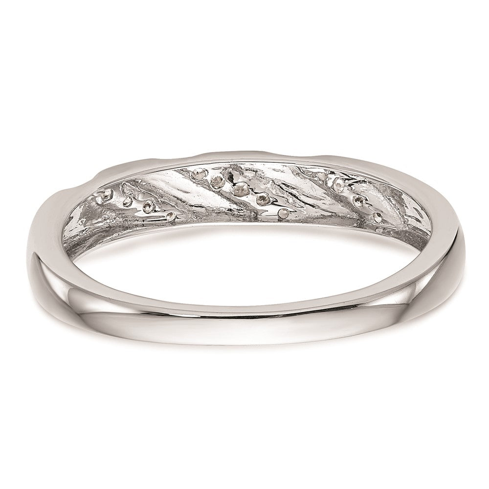 14K White Gold AA Quality .03 carat Diamond Trio Complete Men's Wedding Band