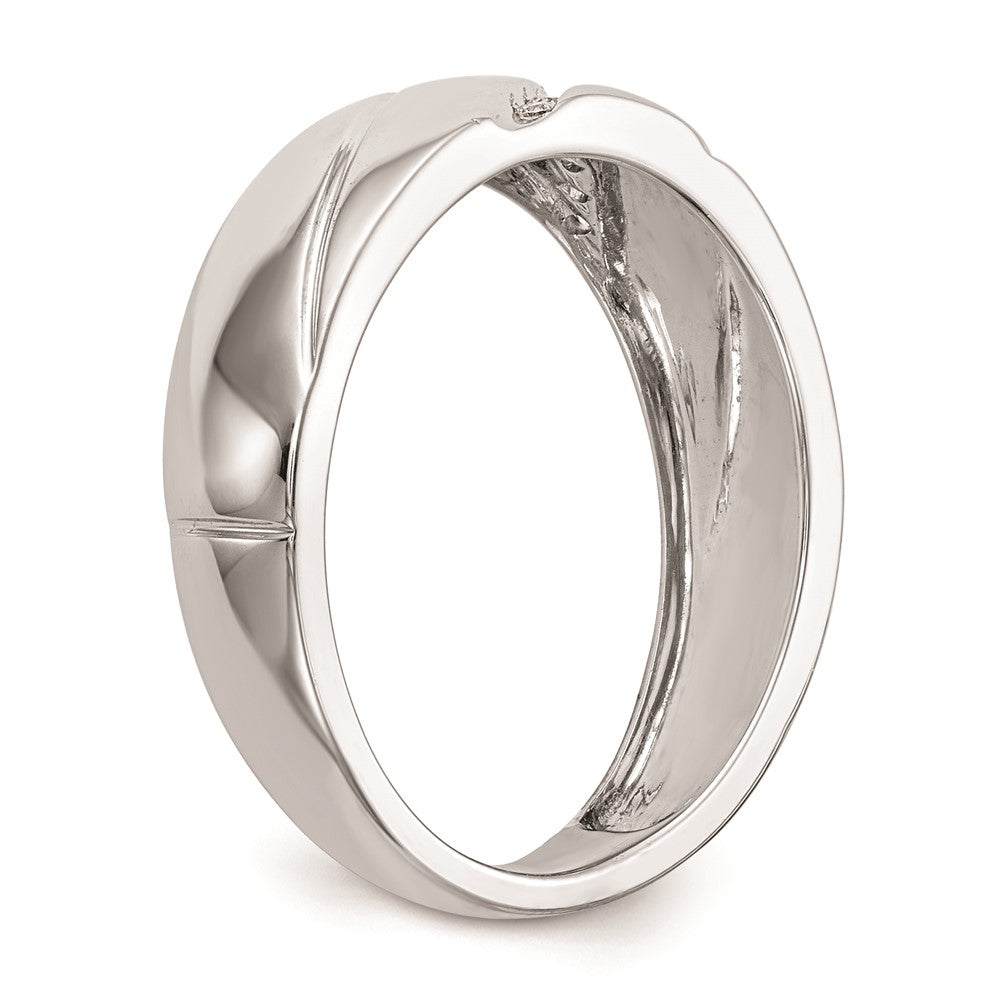 14K White Gold AA Quality .03 carat Diamond Trio Complete Men's Wedding Band