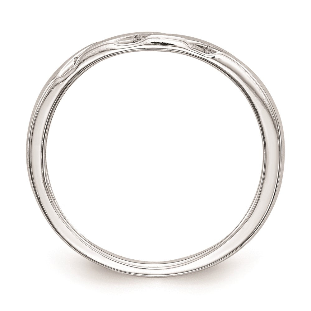 14K White Gold AA Quality 1/20 carat Diamond Trio Complete Ladies Wedding Band