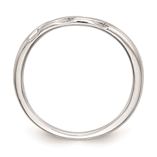 14K White Gold AA Quality 1/20 carat Diamond Trio Complete Ladies Wedding Band