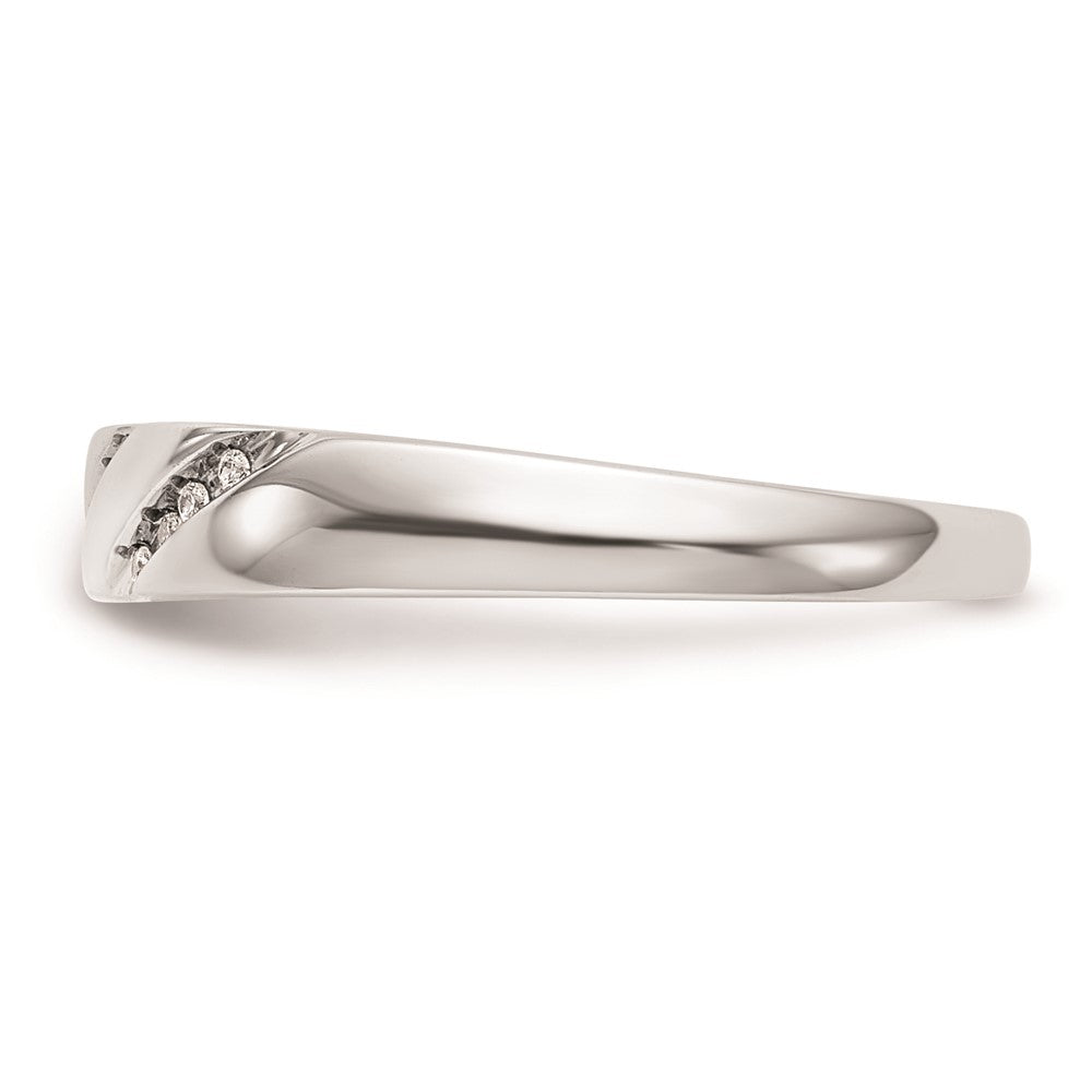 14K White Gold AA Quality 1/20 carat Diamond Trio Complete Ladies Wedding Band