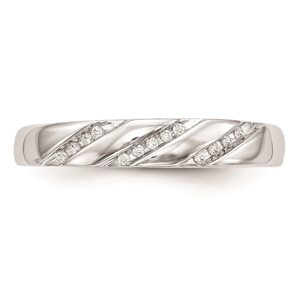 14K White Gold AA Quality 1/20 carat Diamond Trio Complete Ladies Wedding Band