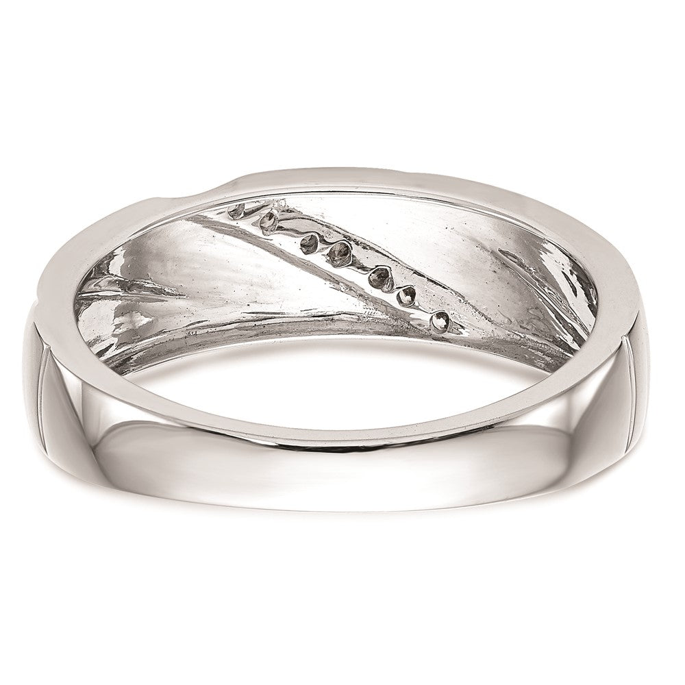 14K White Gold AA Quality 1/20 carat Diamond Trio Complete Ladies Wedding Band