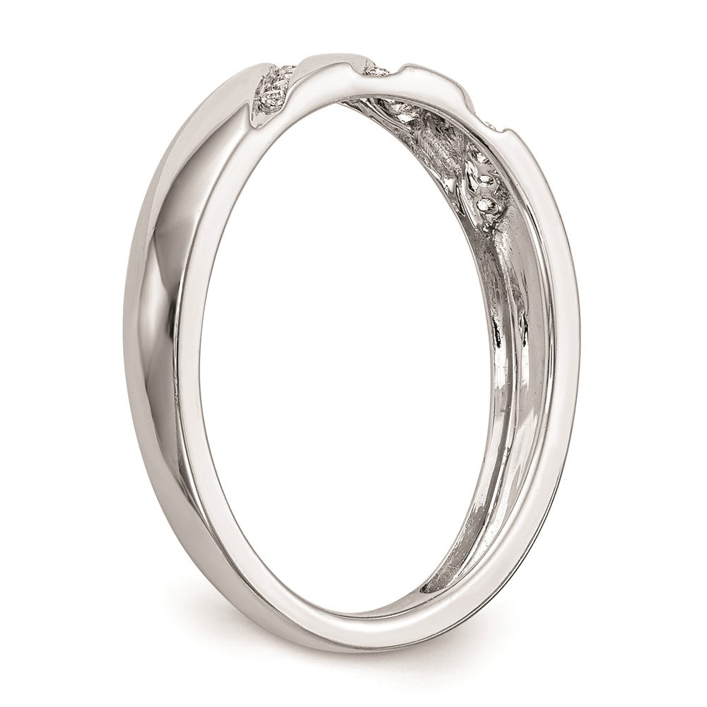 14K White Gold AA Quality 1/20 carat Diamond Trio Complete Ladies Wedding Band