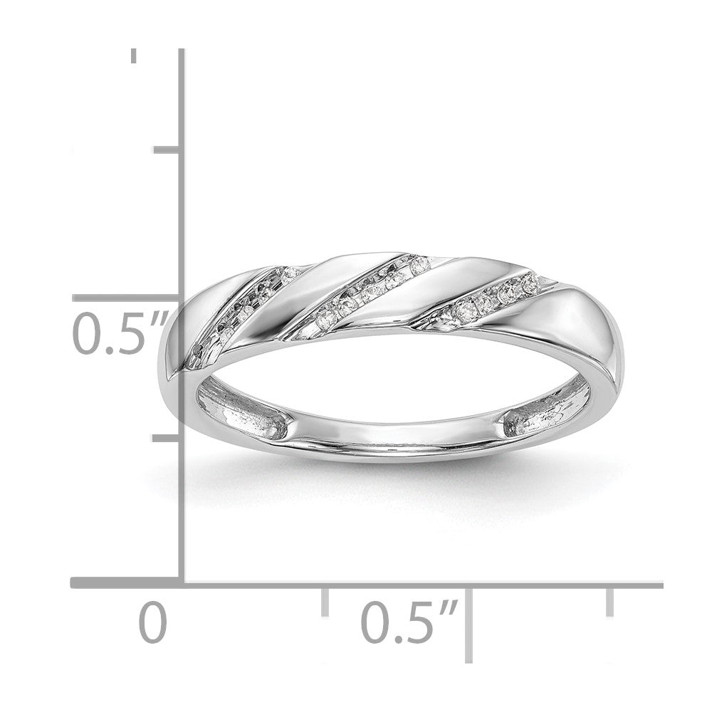 14K White Gold AA Quality 1/20 carat Diamond Trio Complete Ladies Wedding Band