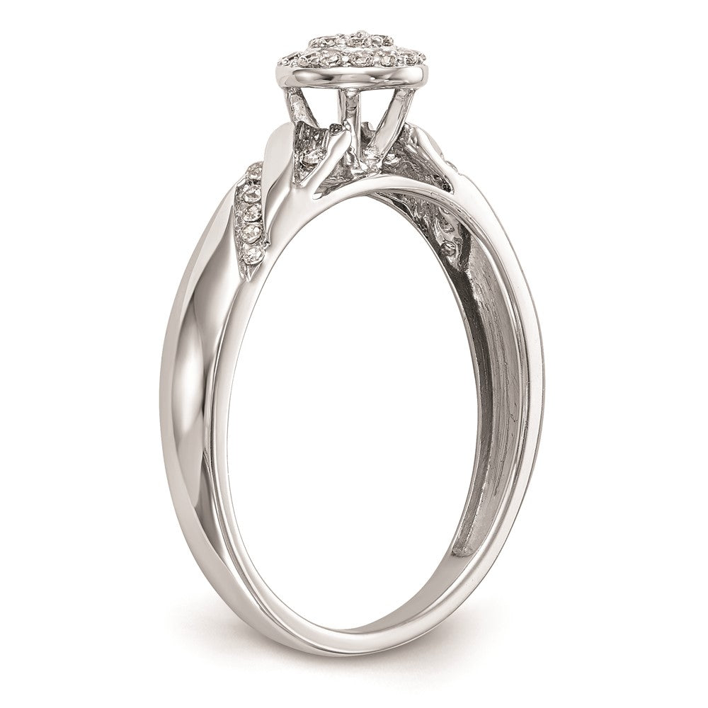10K White Gold Halo Cluster 1/6 carat Diamond Trio Complete Engagement Ring