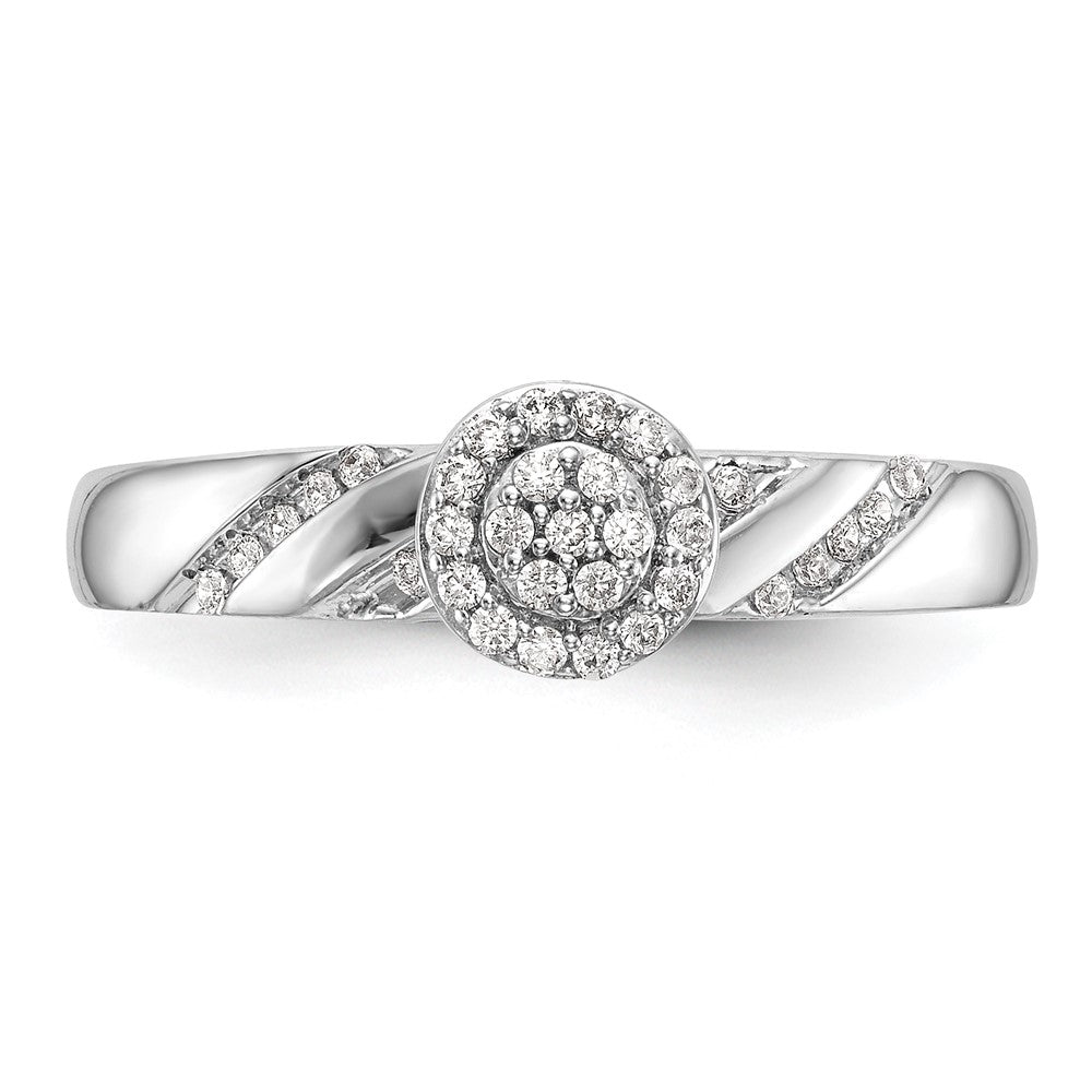 14K White Gold Lab Grown VS/SI+ G+ Dia Comp Trio Cluster Engagement Ring