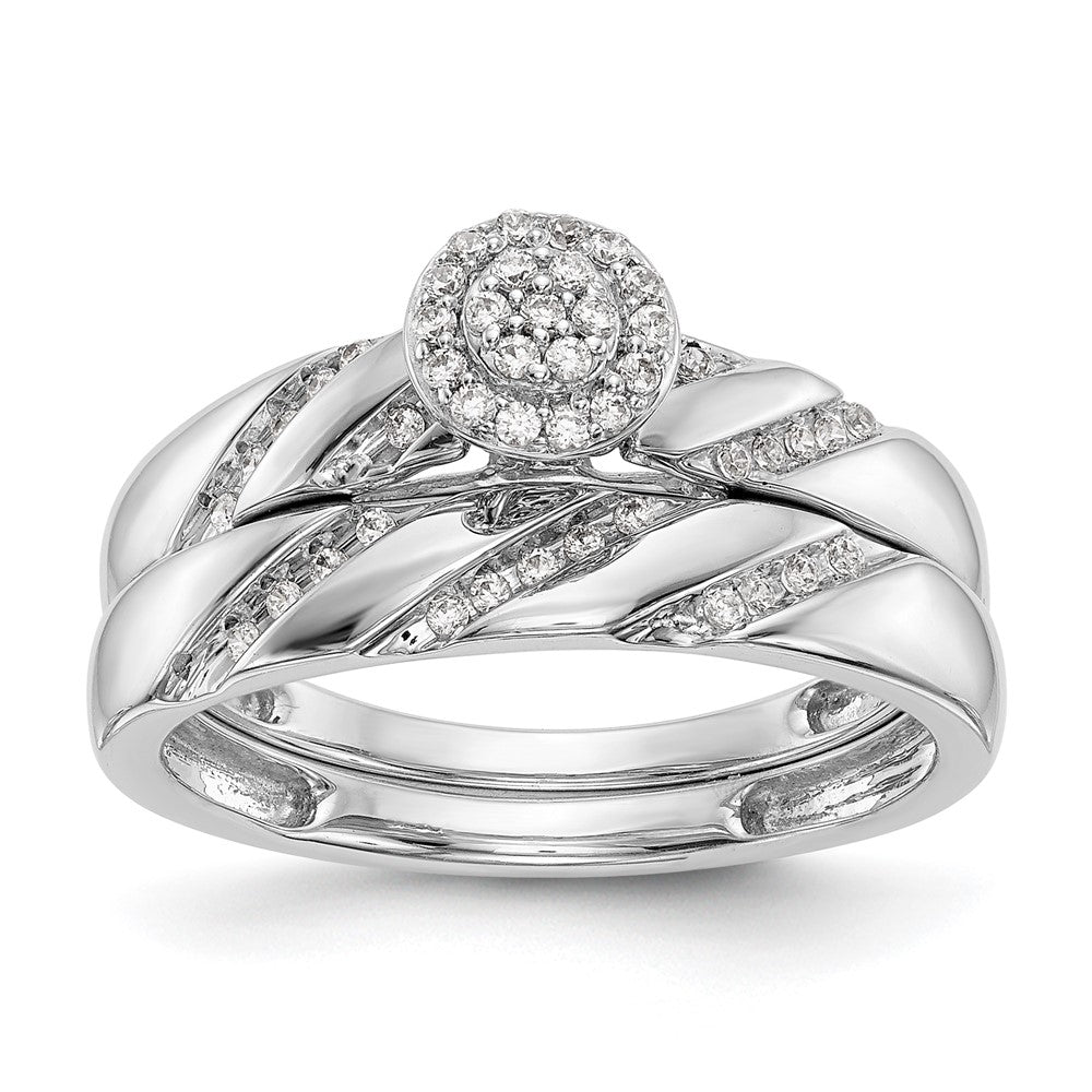 14K White Gold Lab Grown VS/SI+ G+ Dia Comp Trio Cluster Engagement Ring