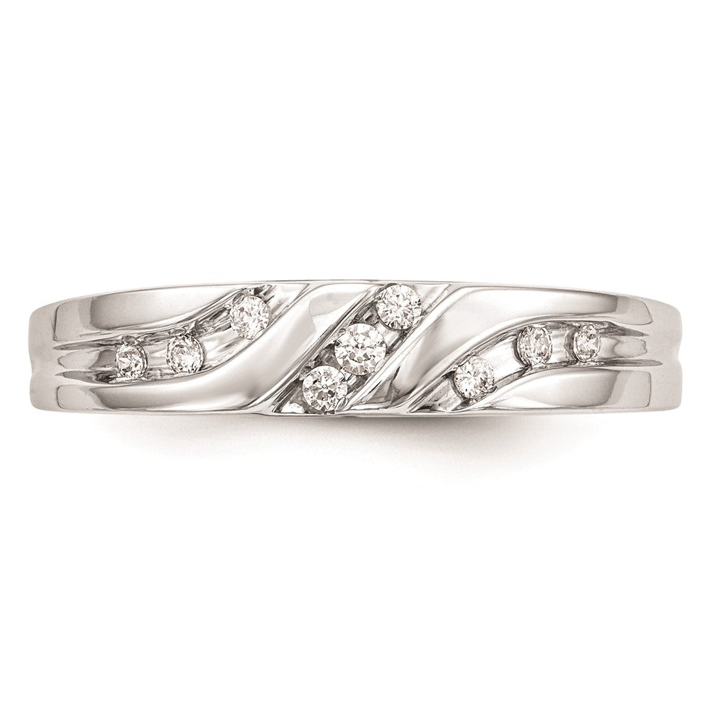 14K White Gold AA Quality 1/6 carat Diamond Trio Complete Men's Wedding Band