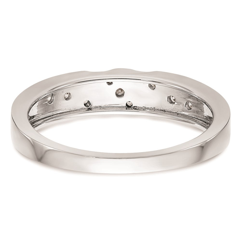 14K White Gold AA Quality 1/6 carat Diamond Trio Complete Men's Wedding Band