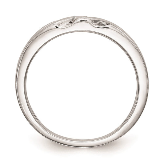 14K White Gold AA Quality 1/8 carat Diamond Trio Complete Ladies Wedding Band