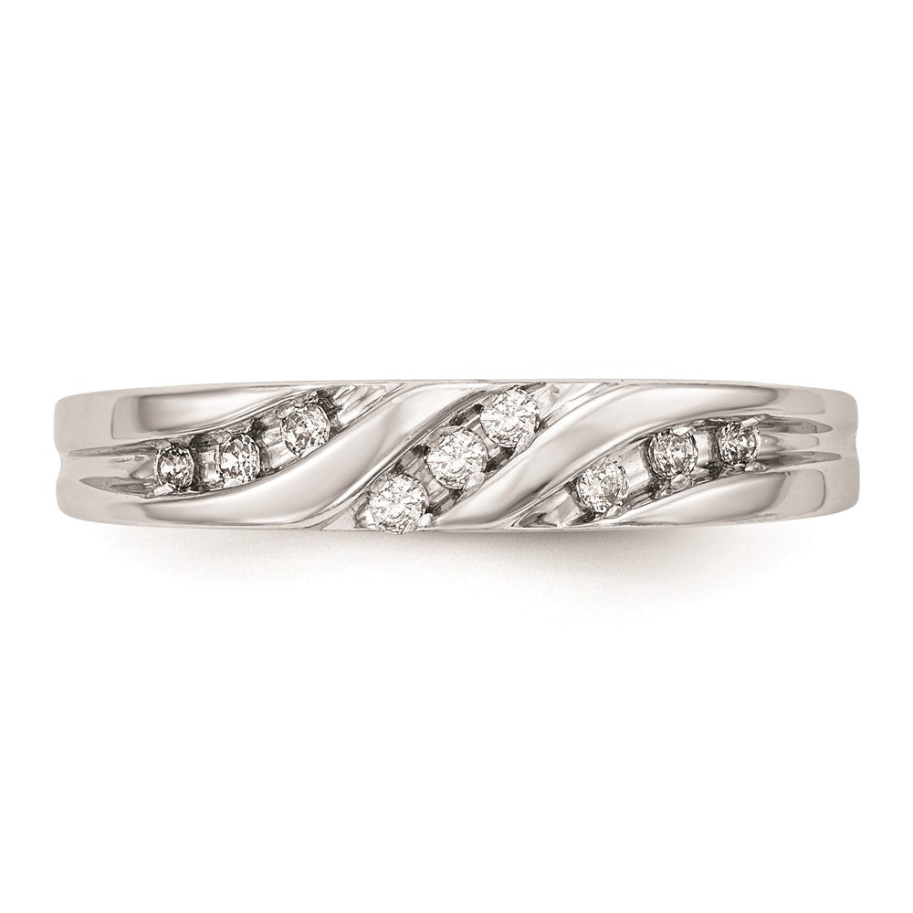 14K White Gold AA Quality 1/8 carat Diamond Trio Complete Ladies Wedding Band