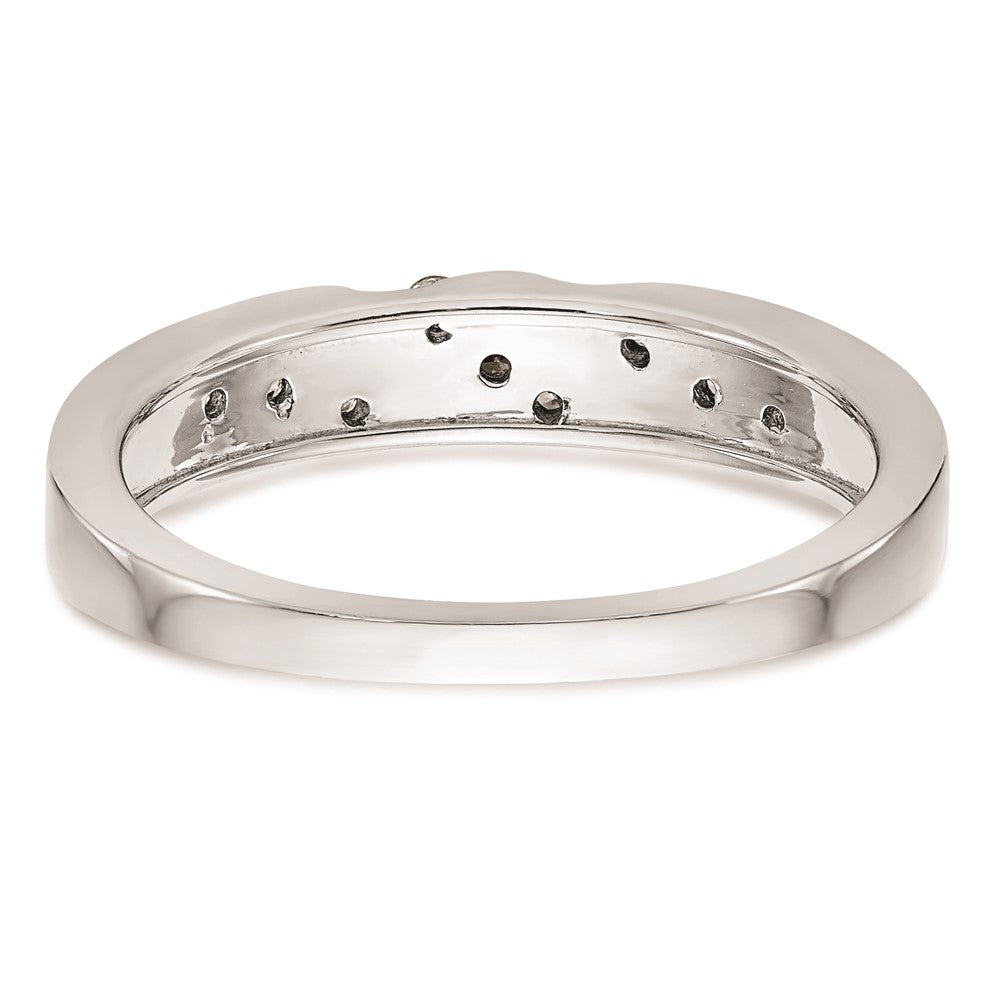 14K White Gold AA Quality 1/8 carat Diamond Trio Complete Ladies Wedding Band