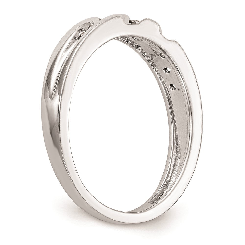 14K White Gold AA Quality 1/8 carat Diamond Trio Complete Ladies Wedding Band