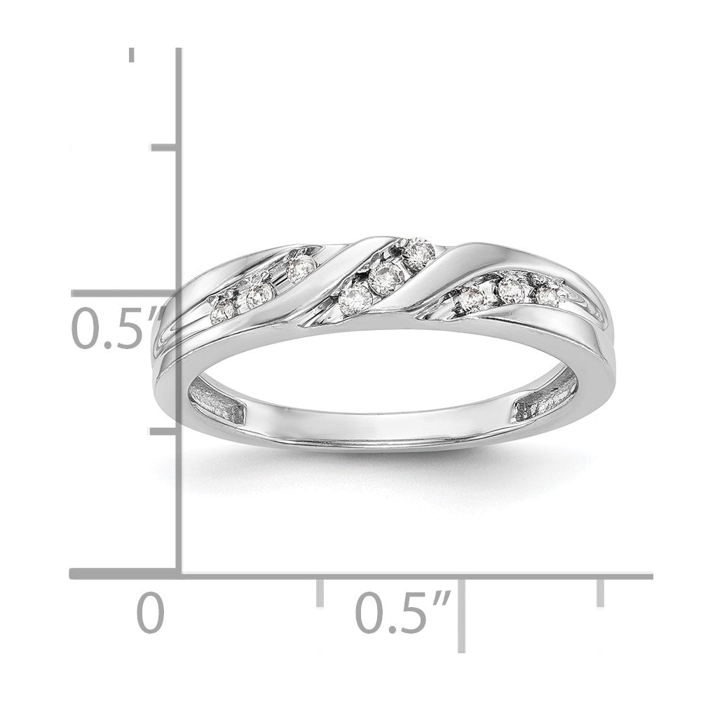 14K White Gold AA Quality 1/8 carat Diamond Trio Complete Ladies Wedding Band