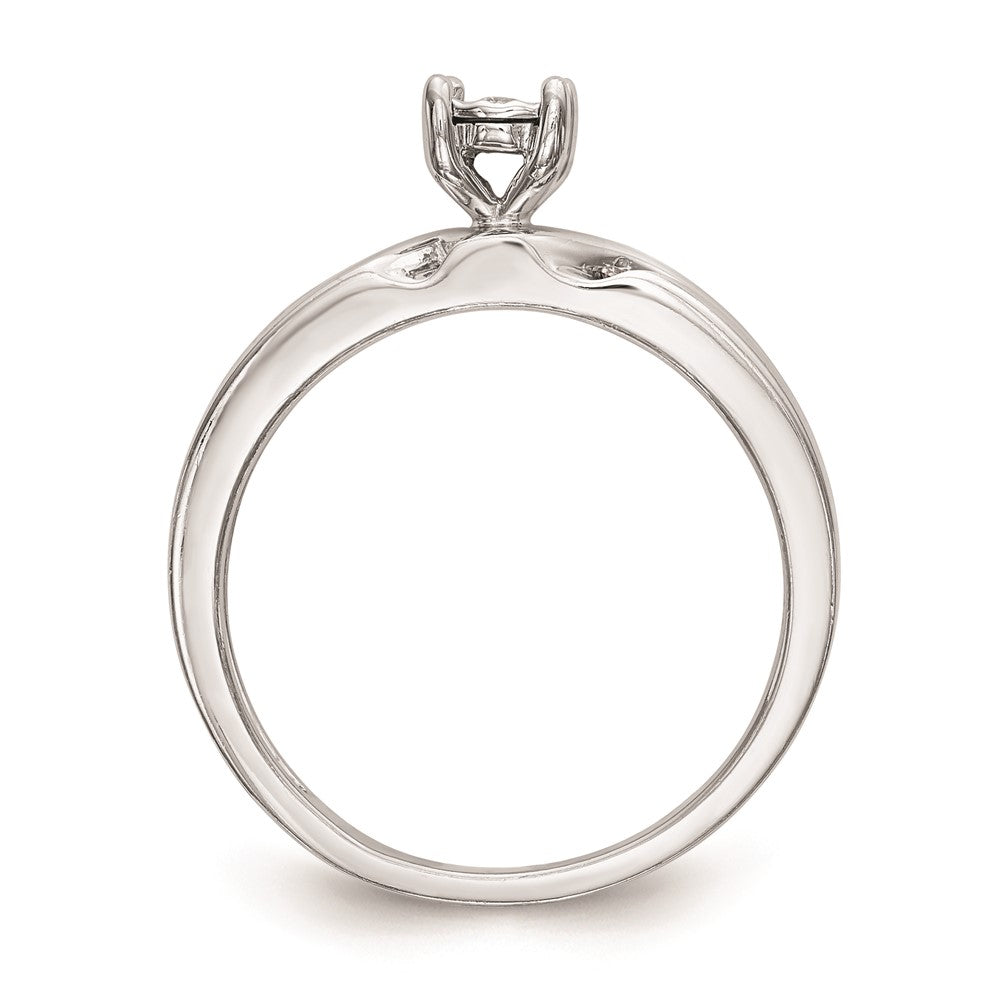 14K White Gold AA Quality 1/8 carat Diamond Trio Complete Engagement Ring