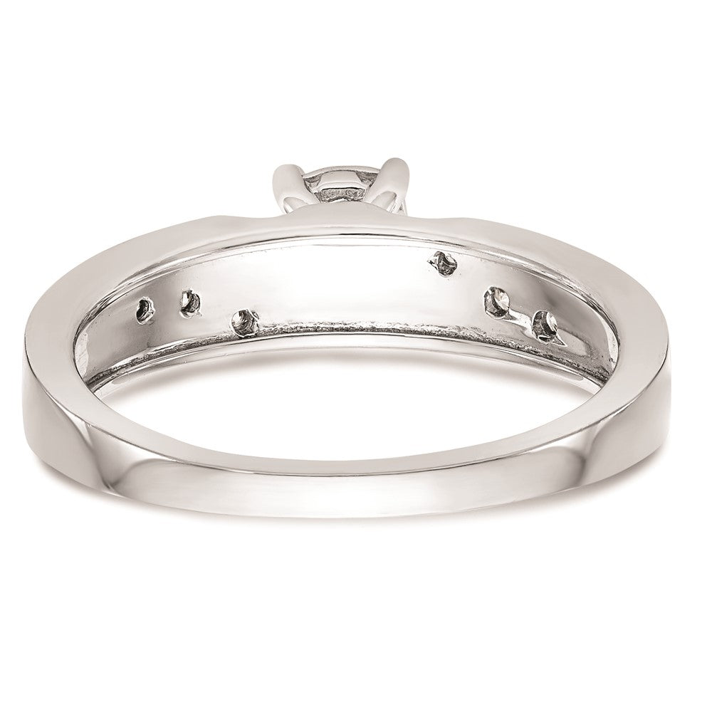 14K White Gold AA Quality 1/8 carat Diamond Trio Complete Engagement Ring