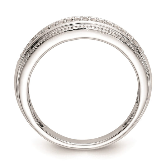 14K White Gold AA Quality 1/10 carat Diamond Trio Complete Men's Wedding Band