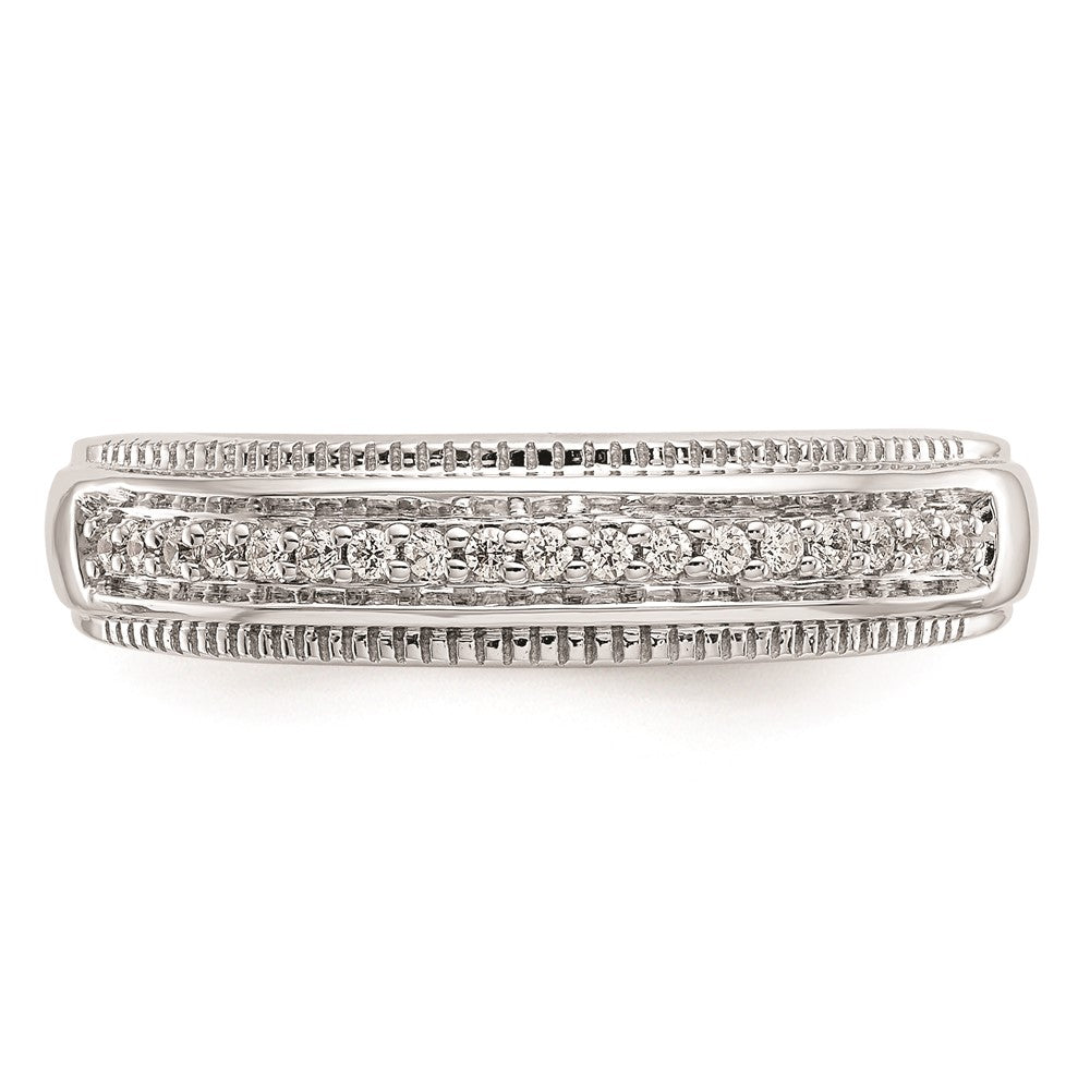 14K White Gold AA Quality 1/10 carat Diamond Trio Complete Men's Wedding Band