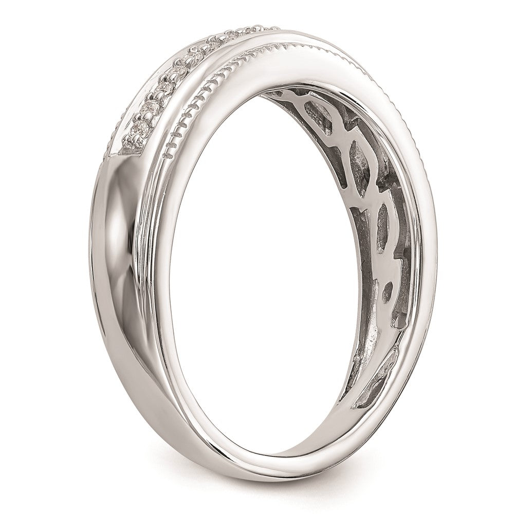 14K White Gold AA Quality 1/10 carat Diamond Trio Complete Men's Wedding Band