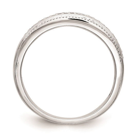14K White Gold AA Quality 1/10 carat Diamond Trio Complete Ladies Wedding Band