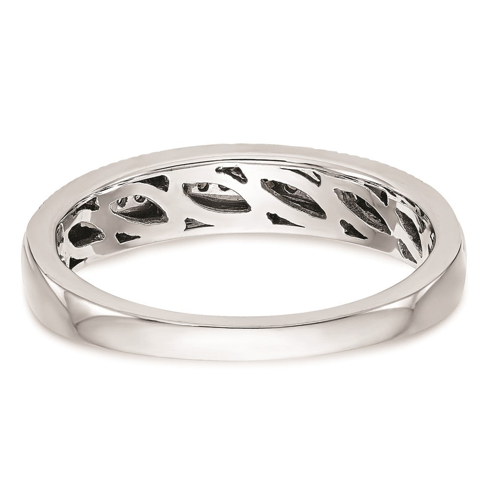 14K White Gold AA Quality 1/10 carat Diamond Trio Complete Ladies Wedding Band