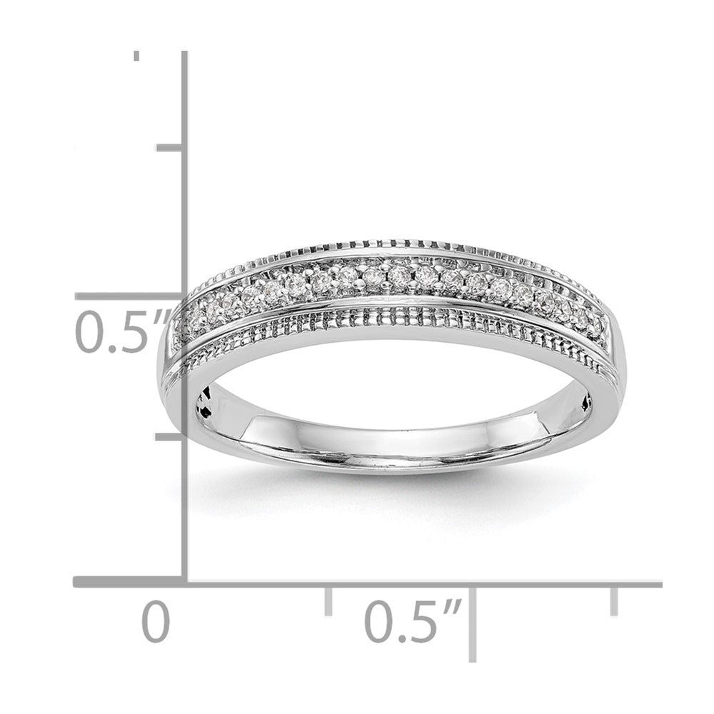14K White Gold AA Quality 1/10 carat Diamond Trio Complete Ladies Wedding Band