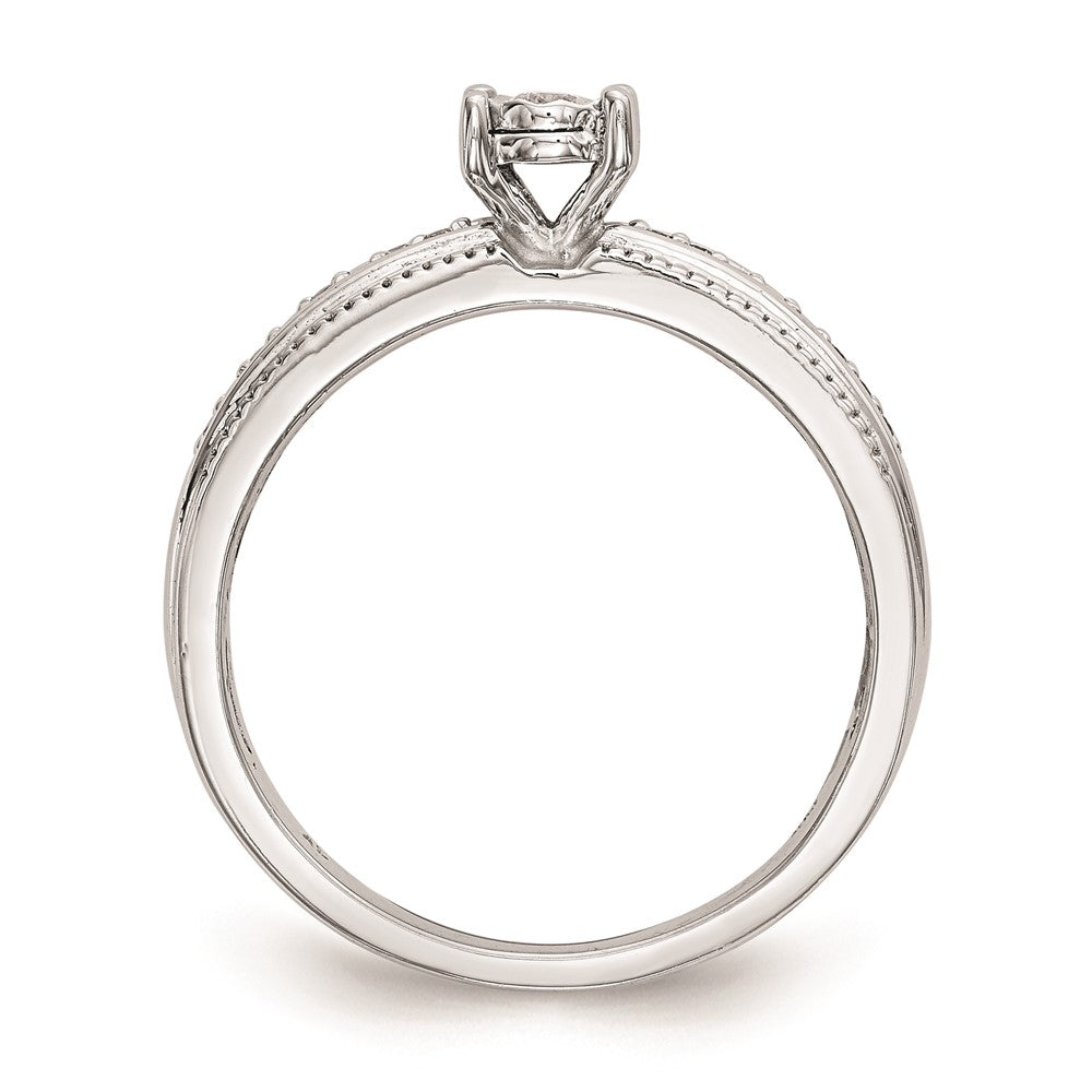 14K White Gold AA Quality 1/8 carat Diamond Trio Complete Engagement Ring