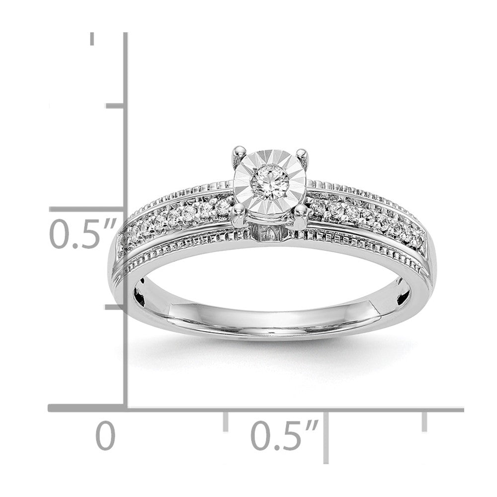 14K White Gold AA Quality 1/8 carat Diamond Trio Complete Engagement Ring