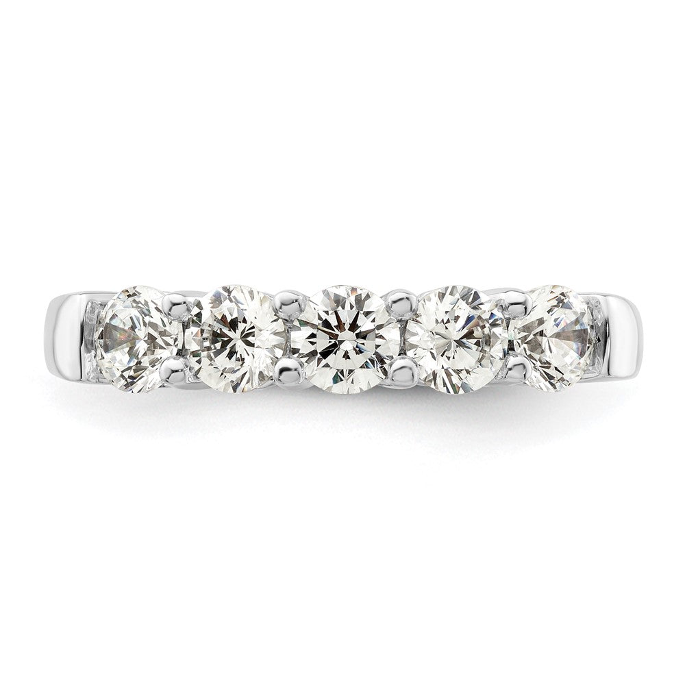 14K White Gold 5-Stone Shared Prong (Holds 5-4.1mm Round) Diamond Band Mounting