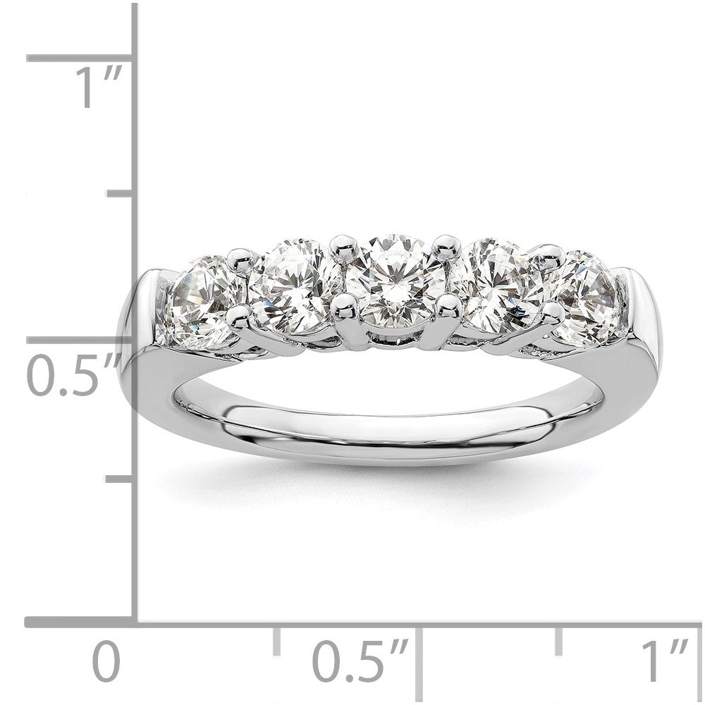 14K White Gold 5-Stone Shared Prong (Holds 5-4.1mm Round) Diamond Band Mounting